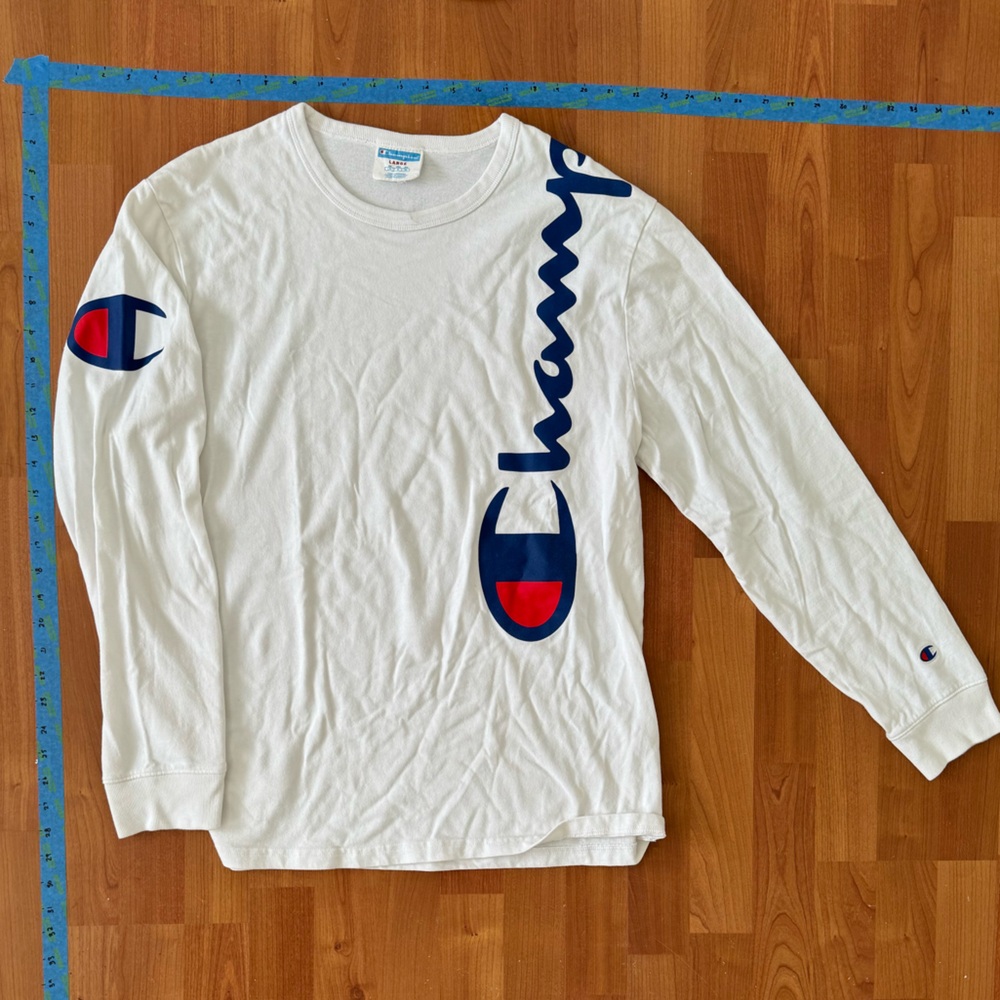 Champion 100% cotton men’s large white long sleeve